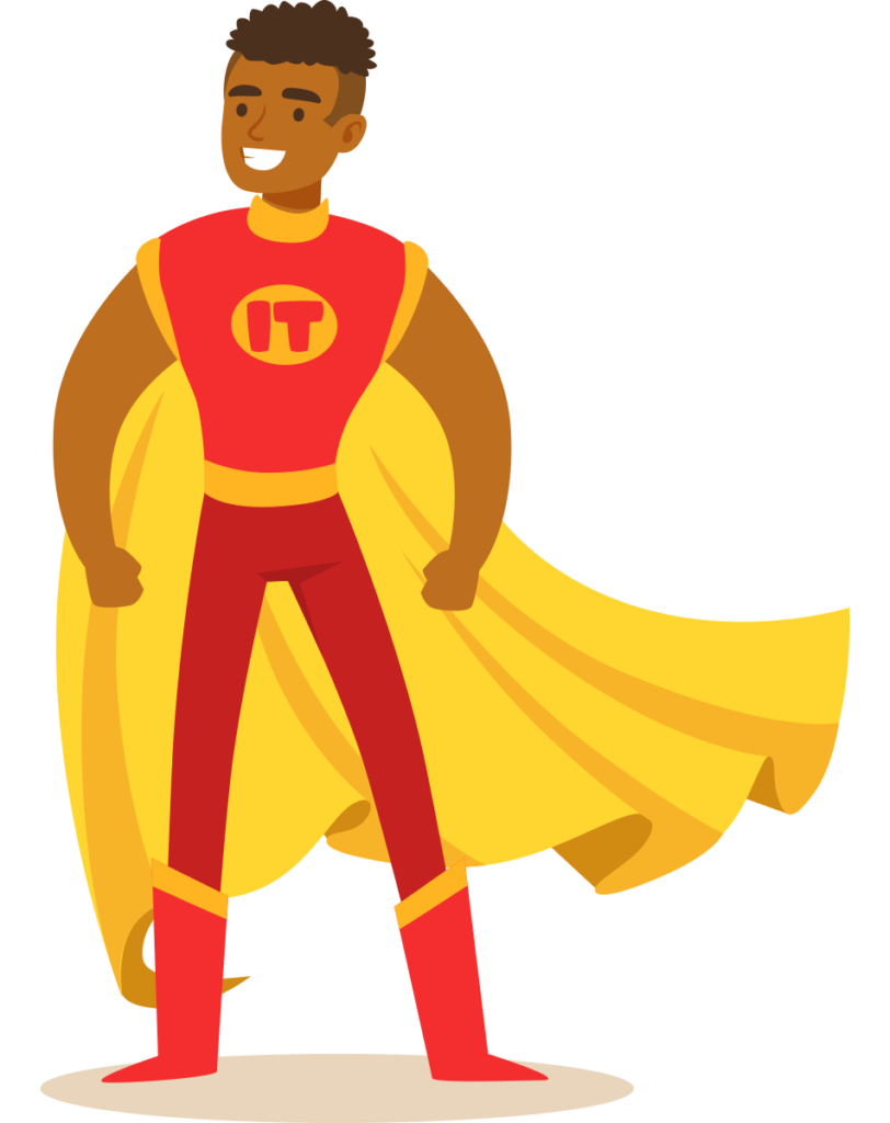 Hi-Tech Halloween Costume idea of a superhero which reads IT on the front t-shirt. 