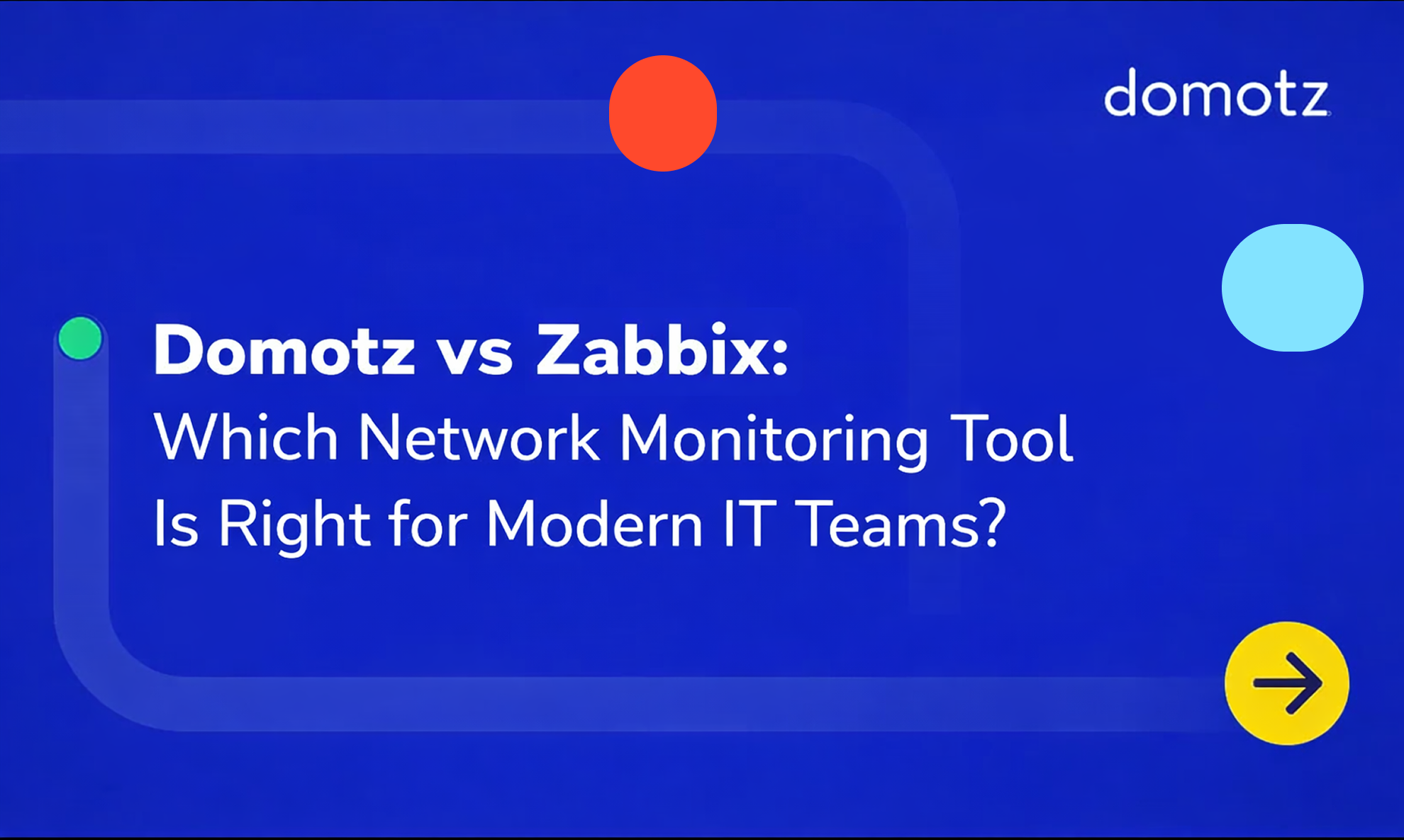 Domotz vs Zabbix feature comparison table showing differences in setup, usability, and network monitoring approach